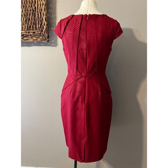 Adrianna Papell Sheath Dress 6 Cherry Red Short Sleeve Career Church Party PinUp - Picture 3 of 6